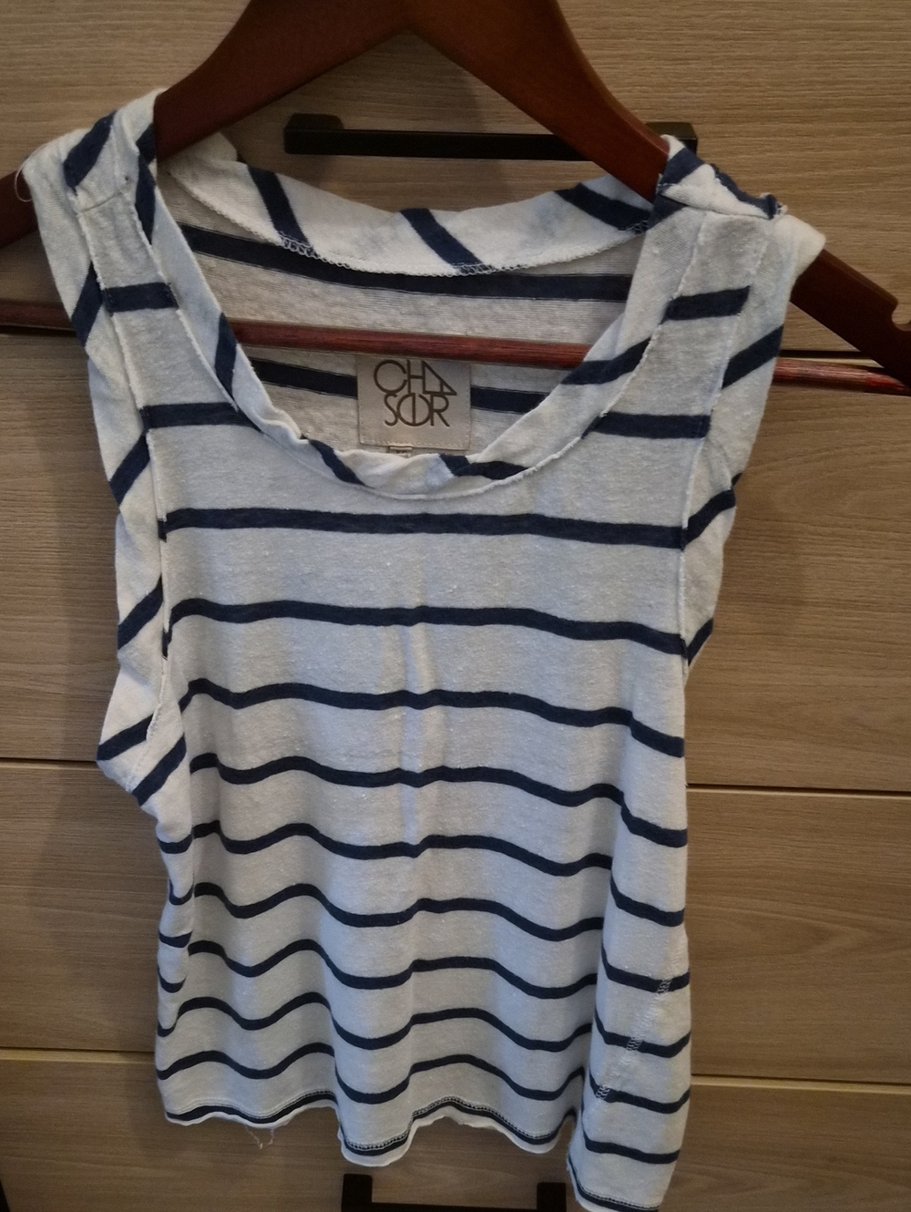 Chaser Navy & White Striped Sleeveless Tank